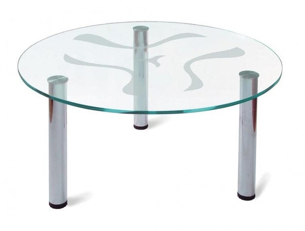 Стеклянный столик с хромированными деталями